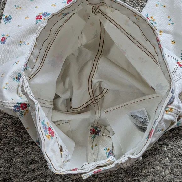 Billabong X Wrangler White Red Yellow Floral Denim Jean 25 - Picture 8 of 12